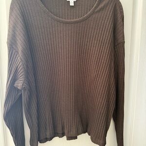 Time and Tru Chocolate Ribbed Top